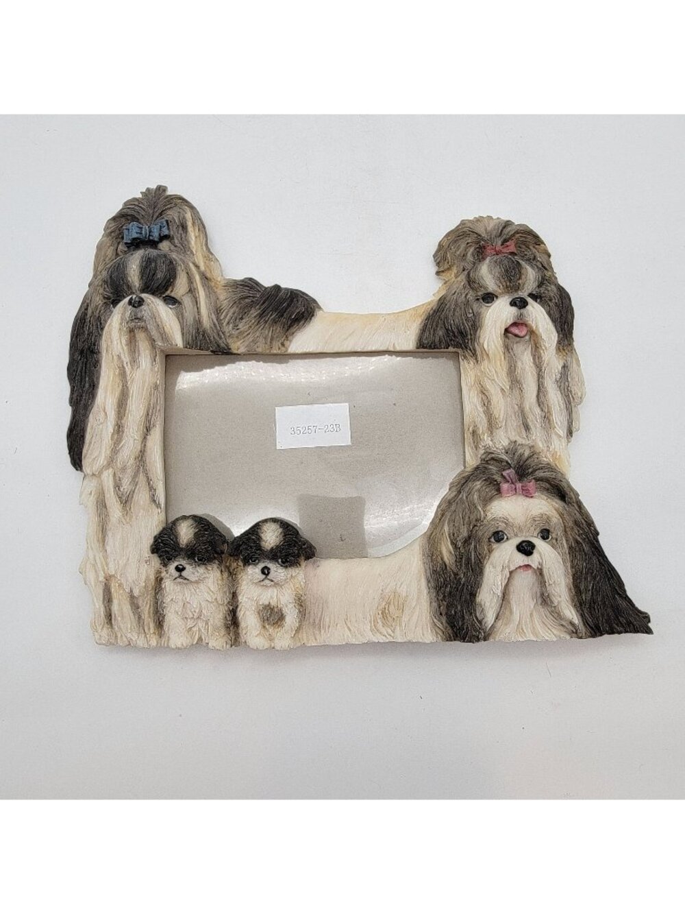 3-D Shih-Tzu Dog Family Photo Frame - Black
